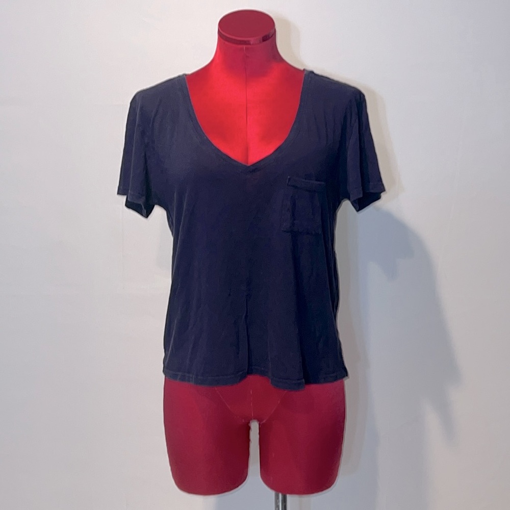 Naked Princess Navy Blue V-Neck Square T-Shirt